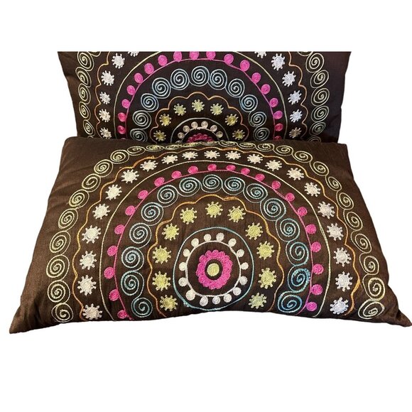 Pier 1 Other - Pier 1 One Embroidered Style BOHO Rectangular Lumbar Throw 2 Zippered Pillows